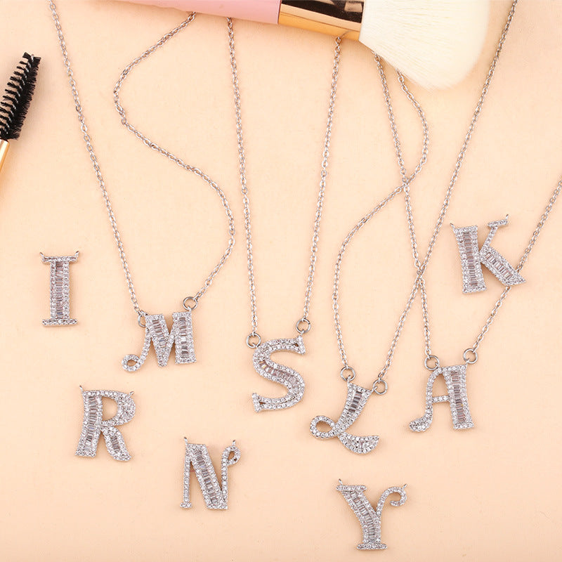 Bling Silver Letter Necklace