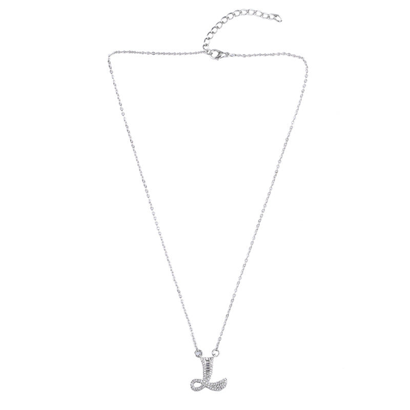 Bling Silver Letter Necklace