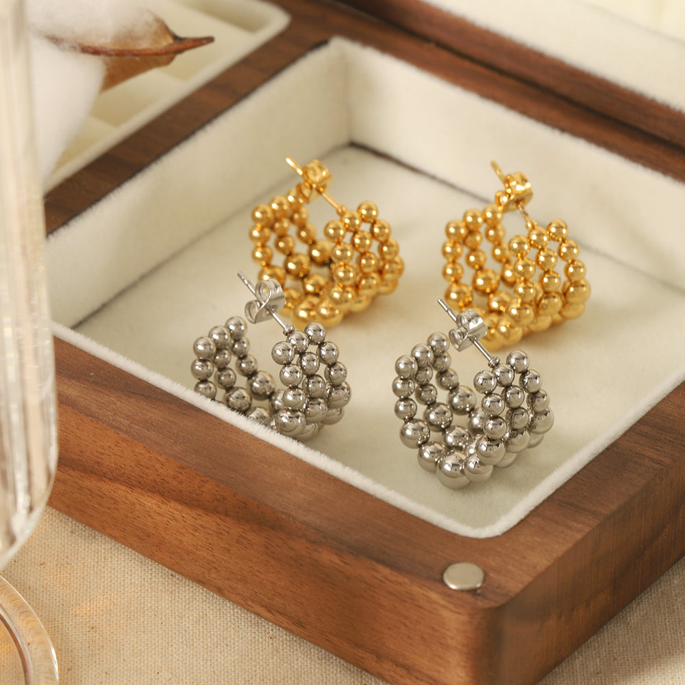 gold beaded ear stud