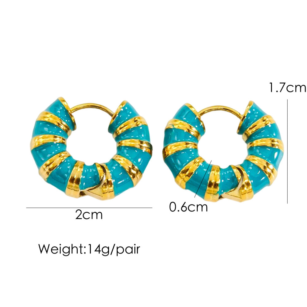 Retro Color Hoop Earrings