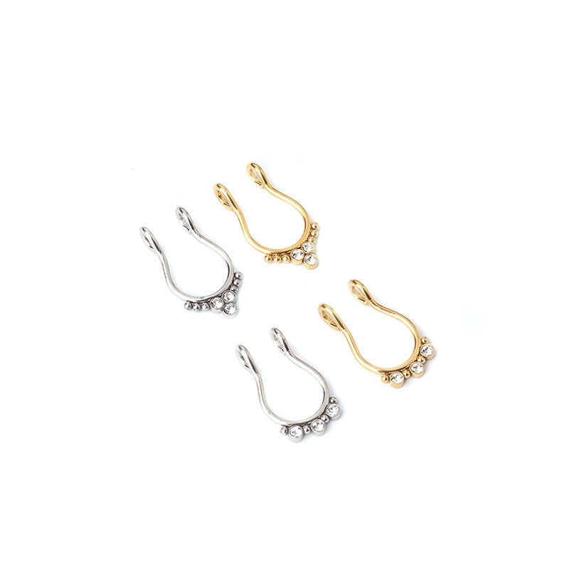 stainless steel diamond-studded u-shaped nose clip