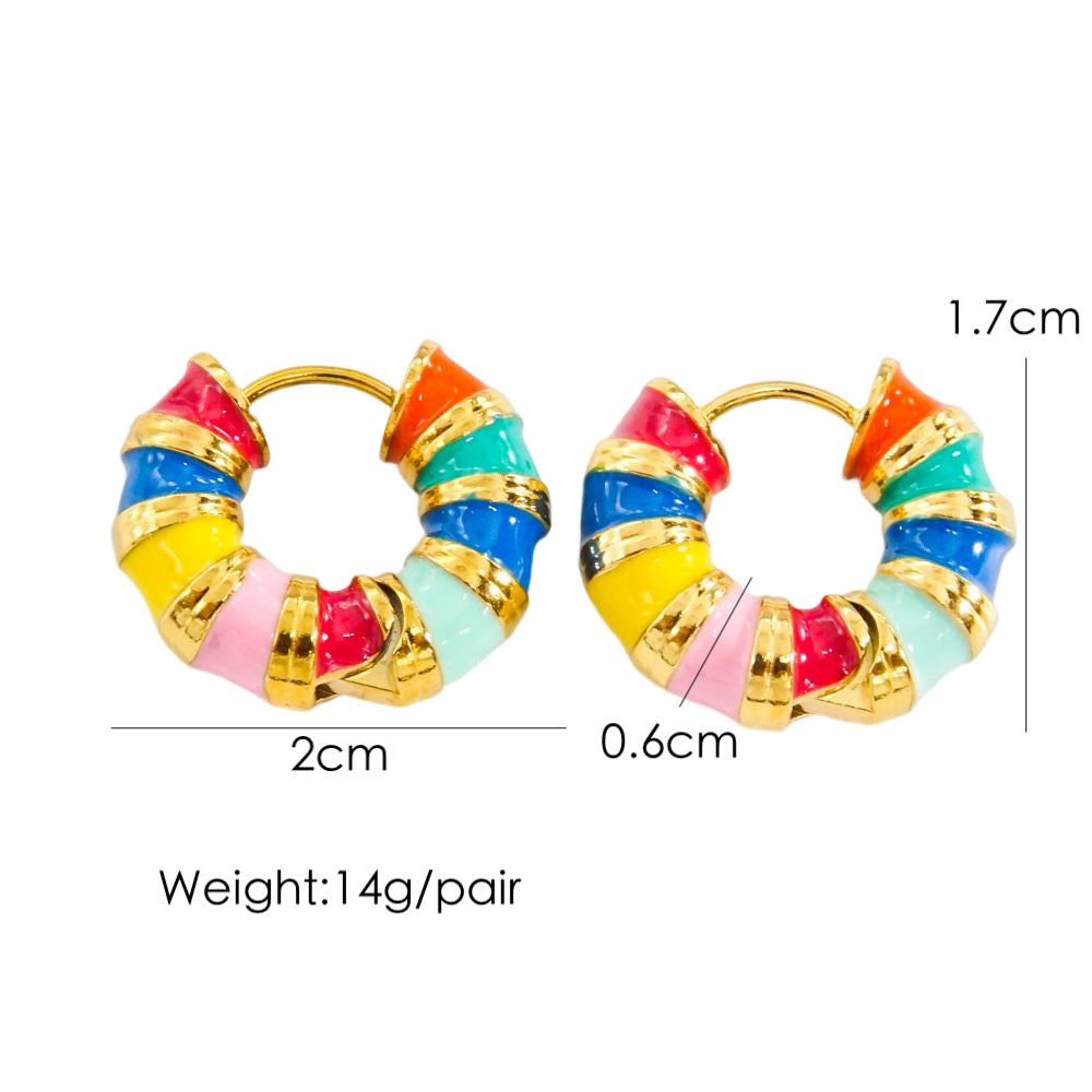 Retro Color Hoop Earrings