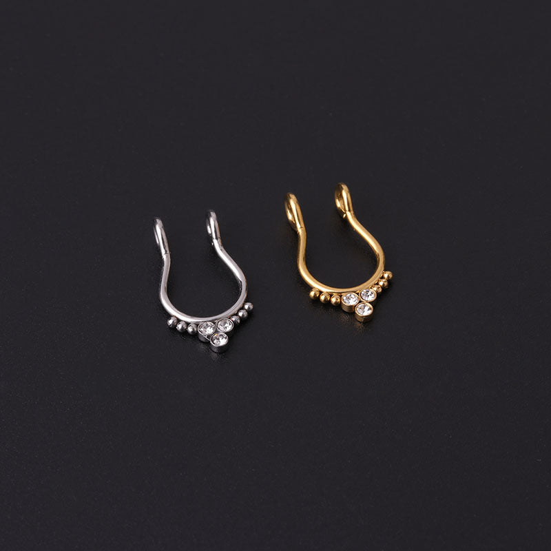 stainless steel diamond-studded u-shaped nose clip