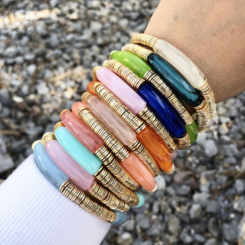 Acrylic metal bracelets