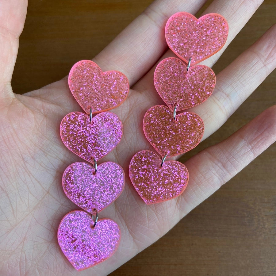 Acrylic Heart Drop Earrings