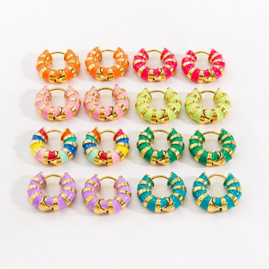 Retro Color Hoop Earrings