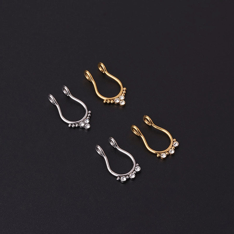 stainless steel diamond-studded u-shaped nose clip