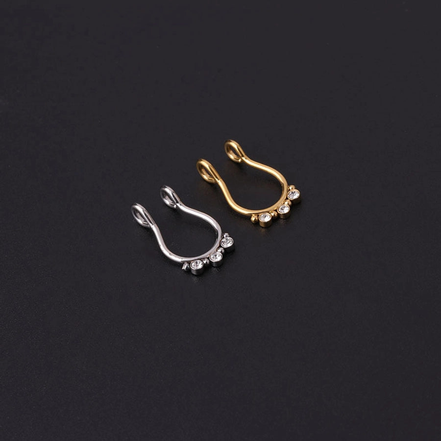 stainless steel diamond-studded u-shaped nose clip