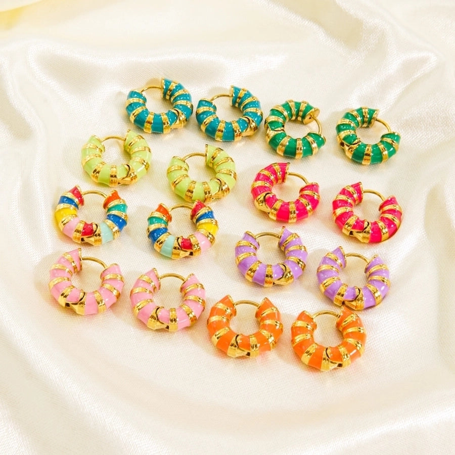 Retro Color Hoop Earrings