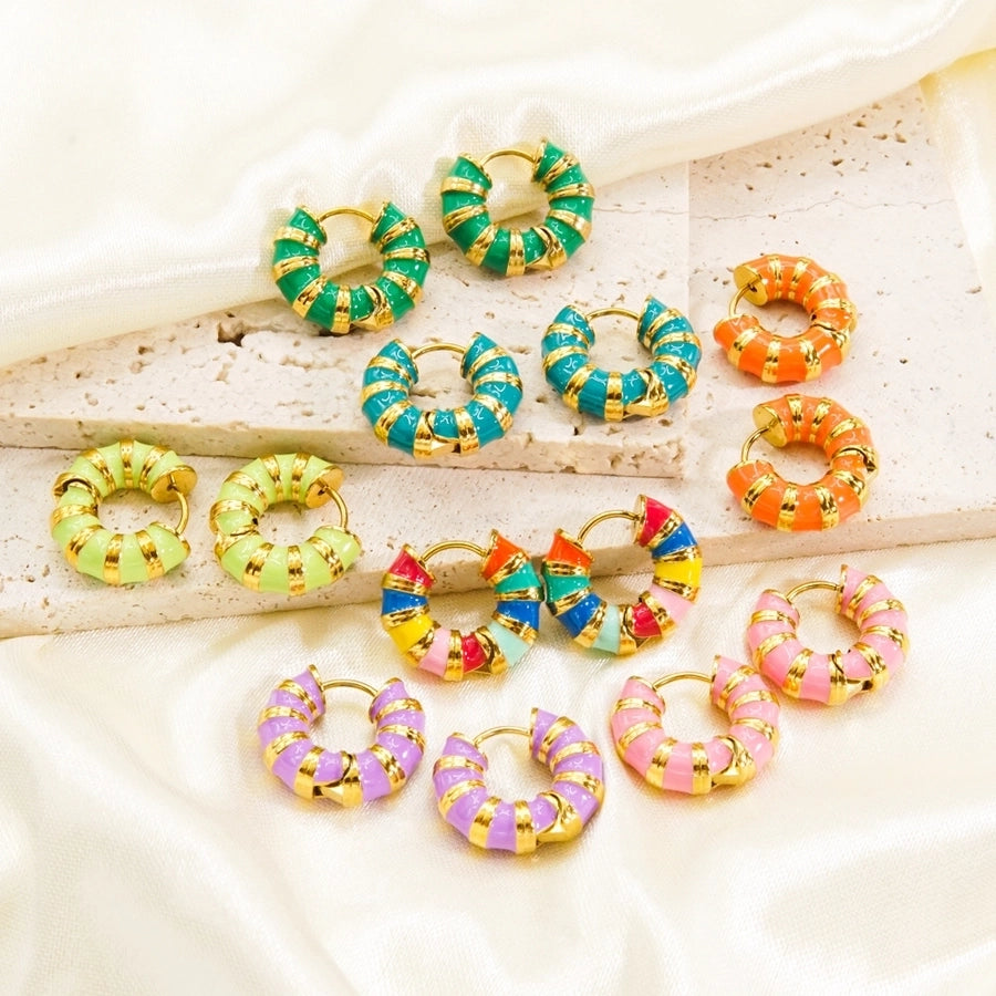 Retro Color Hoop Earrings