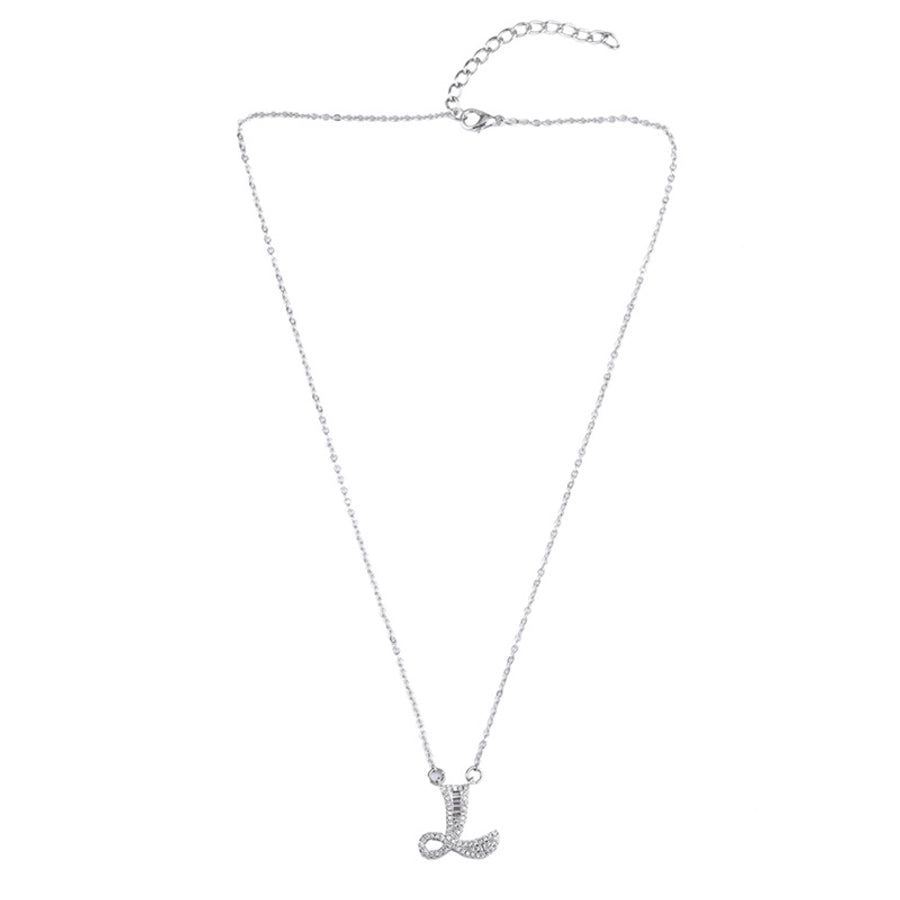 Bling Silver Letter Necklace