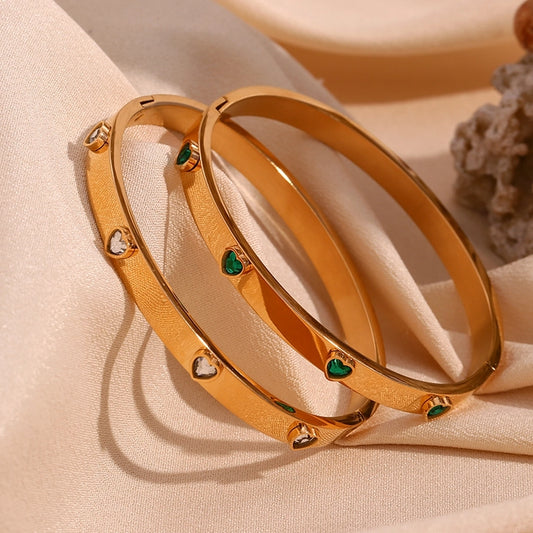 Heart stone bangles