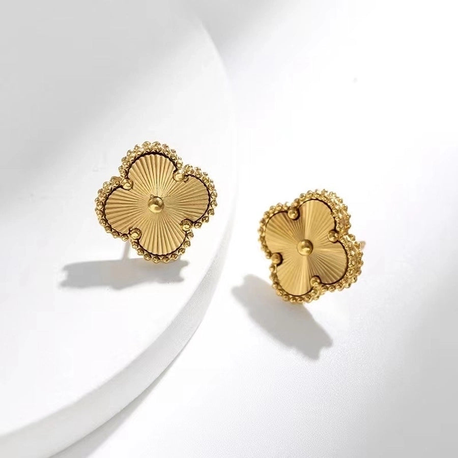 retro flower stainless steel titanium steel rings earrings necklace