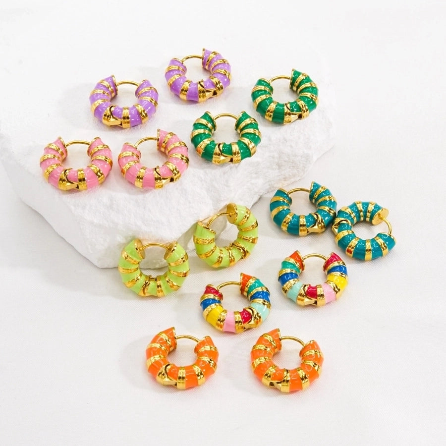 Retro Color Hoop Earrings