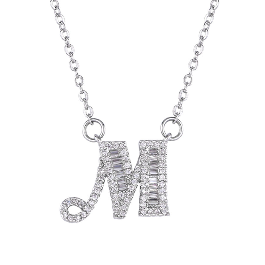 Bling Silver Letter Necklace